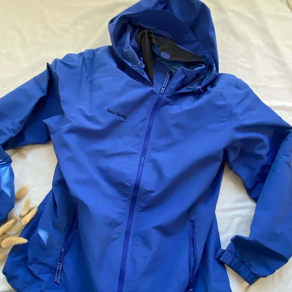 blue hooded windbreaker jacket blue by lands end mens